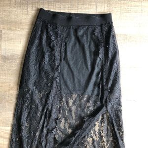 Black Lace Overlay Mini Skirt